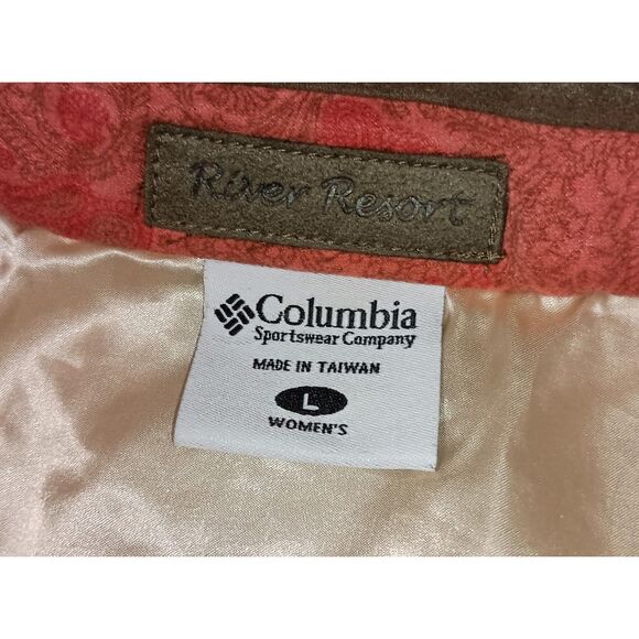 COLUMBIA: River Resort Orange Paisley/Flower Pattern Full Zip-Up Vest, Woman (L) - Picture 6 of 7